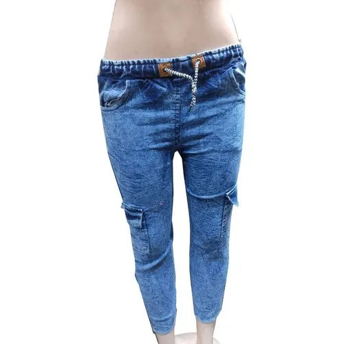 Ladies Denim Cargo Joggers