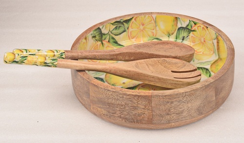 Wooden Lemon Bowl With Spoon