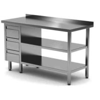 ss table with 3 drawers & 3 lockers