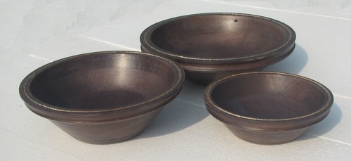 Set of 3 Wooden Bowl With Metal Inly