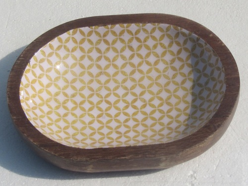 Wooden Square Bowl With Enamel - Color: Different Colors Available