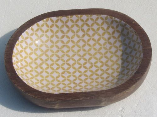 Wooden square Bowl With Enamel