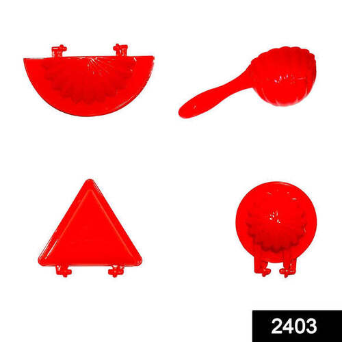 4 PCS PLASTIC RED KITCHEN TOOL MOULD DOUGH PRESS