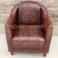 Leather Single Seater Chesterfield Sofa With Canvas