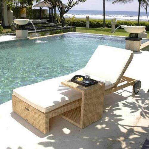 Rattan Sun Lounge Sunbeds with Table