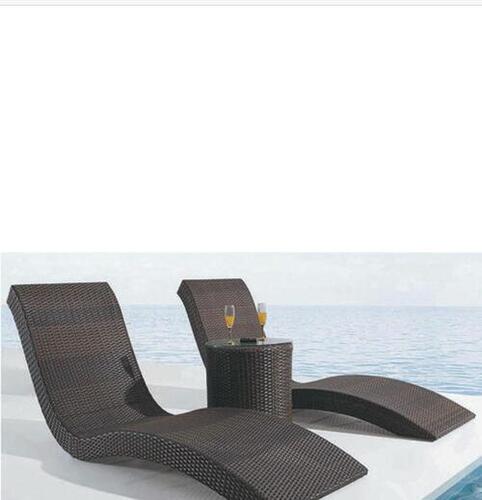 2 Sets Waterproof Rattan Sun lounger