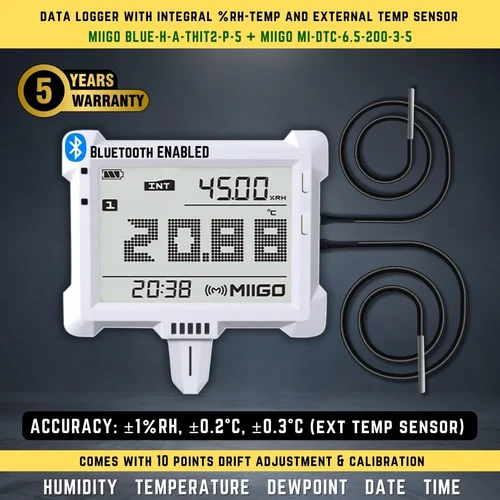 Bluetooth Temperature Humidity Data Logger With 2 Nos External Temperature Sensor
