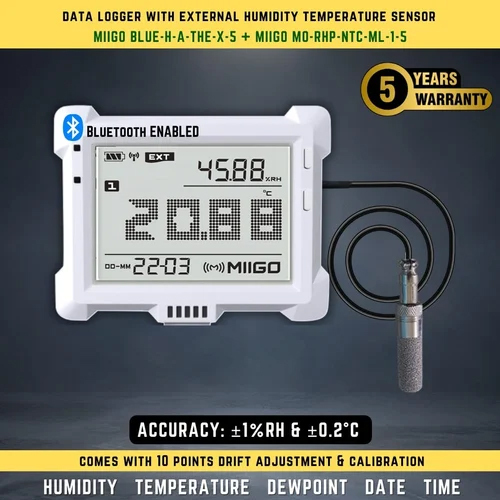 Bluetooth Temperature Humidity Data Logger With External Sensor