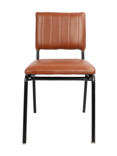 Adhunika Brown Dining Chair Iron Body With Leather Seat And Back