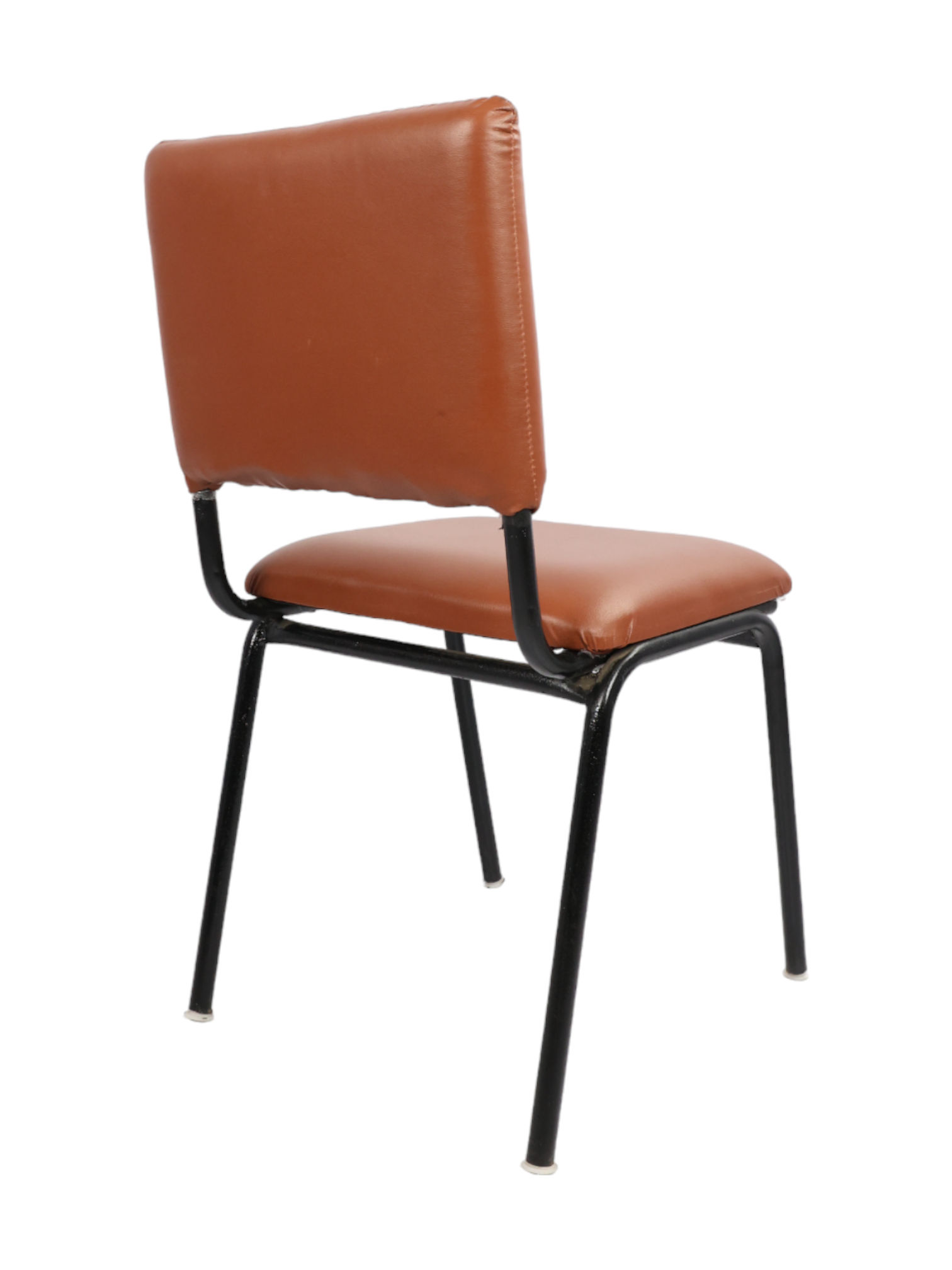 Adhunika Brown Dining Chair Iron Body With Leather Seat And Back (20x18x36)