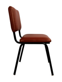 Adhunika Brown Dining Chair Iron Body With Leather Seat And Back (20x18x36)