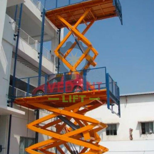 3 Ton Car Scissor Lift - Customized Size, Orange Color | Battery Operated, Strong and Durable, 12-Month Warranty