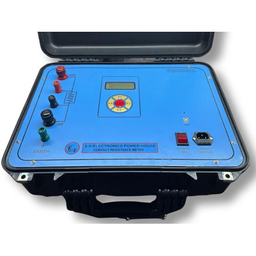 Contact Resistance Meter - PVC & Metal, Digital LCD Display 20X4, 1ÂµÎ© to 100mÎ© Measurement | USB Connectivity, Overload Protection, Automatic Test Results Storage