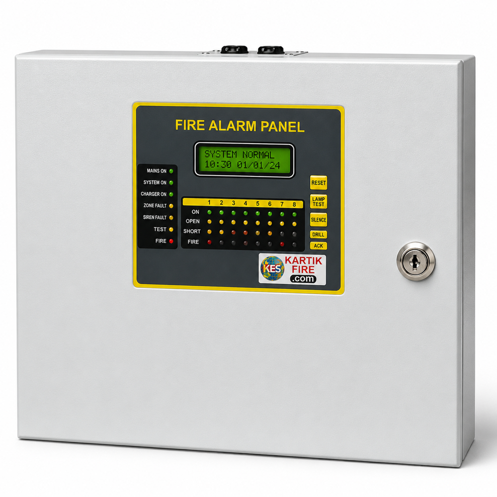 K-16ZFP 16 Zone Conventional Fire Alarm Panel - Mild Steel, Off White Color, Red Alarm Light | Durable, Reliable, Suitable for Industrial and Commercial Usage, Warranty Included