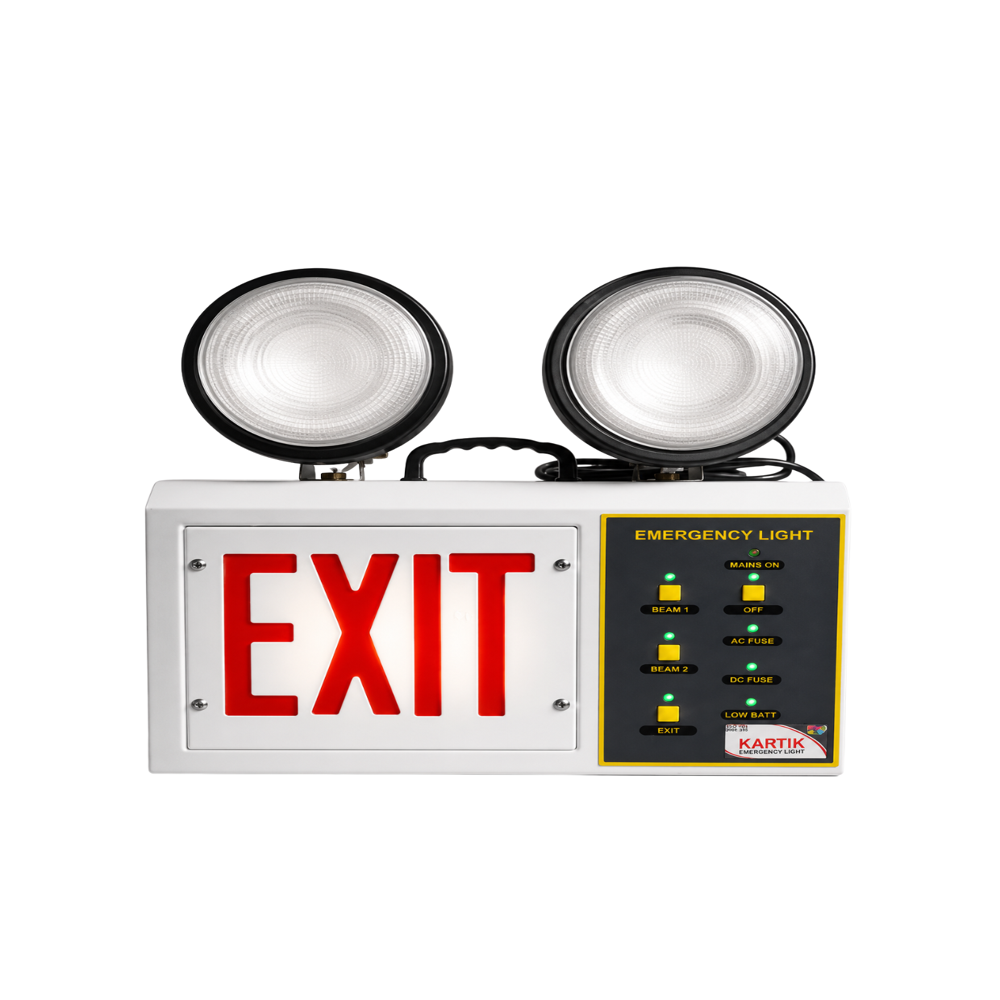 KEX-2T Emergency Exit Light - Mild Steel, 220V, Off White | Durable, Warranty Included, Designed for Fire Fighting Applications