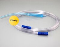 Yankauer Suction Set With Plain Tip Handle - Plastic Material, Pediatric & Adult Sizes, Transparent Color | Comfortable Handle, Flexible Tubing, Sterile Packaging