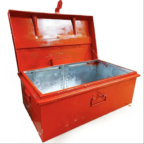 Orange Color Steel Rectangular Decorative Trunk Box