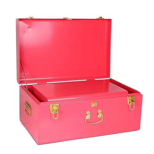 Style Steel Metal Storage Trunk Set With Gold Handles