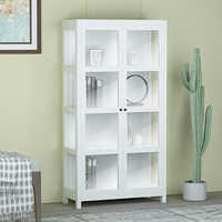 Book Shelf White Mild Steel Glass Door Bookcase