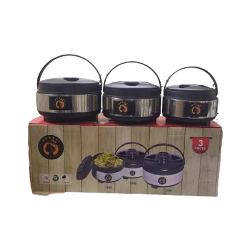 Insulated Stainless Steel Casserole Set Of 3 - Color: Black