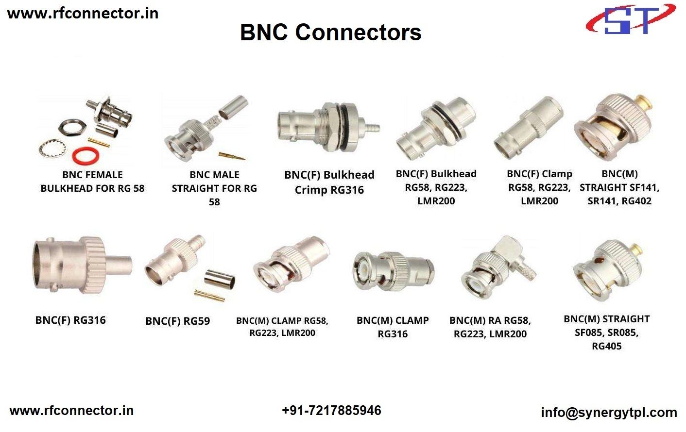 TNC female bulkhead crimp connector for LMR 100 cable