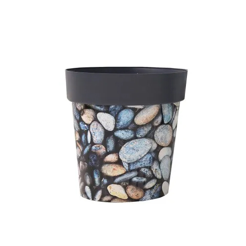 Pebble Design Plastic Printed Pot8 Inch