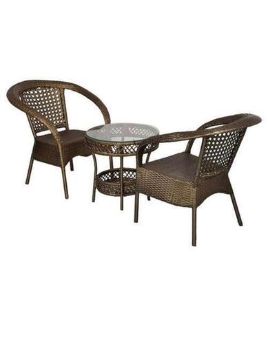 Breeze Plastic Patio Seating Set (Weather Brown)