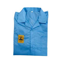 Esd Blue Apron - High-quality Cotton, Customized Sizes, Classic Blue Color, Full Sleeves Design | Unisex For Summer Industrial Use