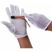 Esd Dotted Gloves - Jute Fabric With Nylon Lining | Washable, Water-proof, Fingerless Design For Comfort And Dexterity
