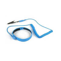 Anti Static Wrist Strap - Fiber Material, 1.5 Meters Long, Blue Color | Waterproof Design, Dc Powered, Round Shape