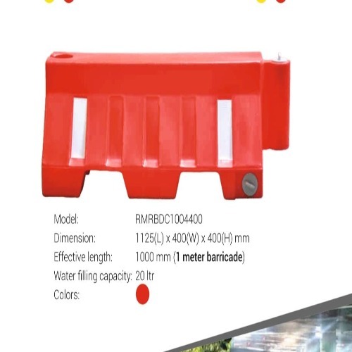 Water Filled Road Barrier 1125x400x400 MM(Nilkamal Red/yellow)