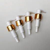 White With Gold And Silver Sleeve Dispenser Pump 24mm - Plastic Material, 24mm Diameter, White And Black Color | Ideal For Cosmetic And Personal Care Bottles