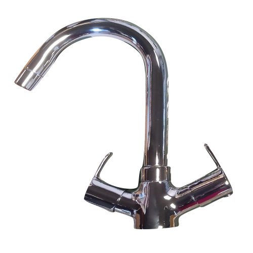 Silver Deck Mounted Sink Mixer Tap