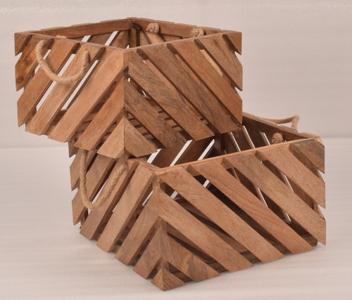 Set  Of 2 Wooden Perforated Caddy