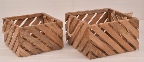 Set  of 2 Wooden Square Caddy