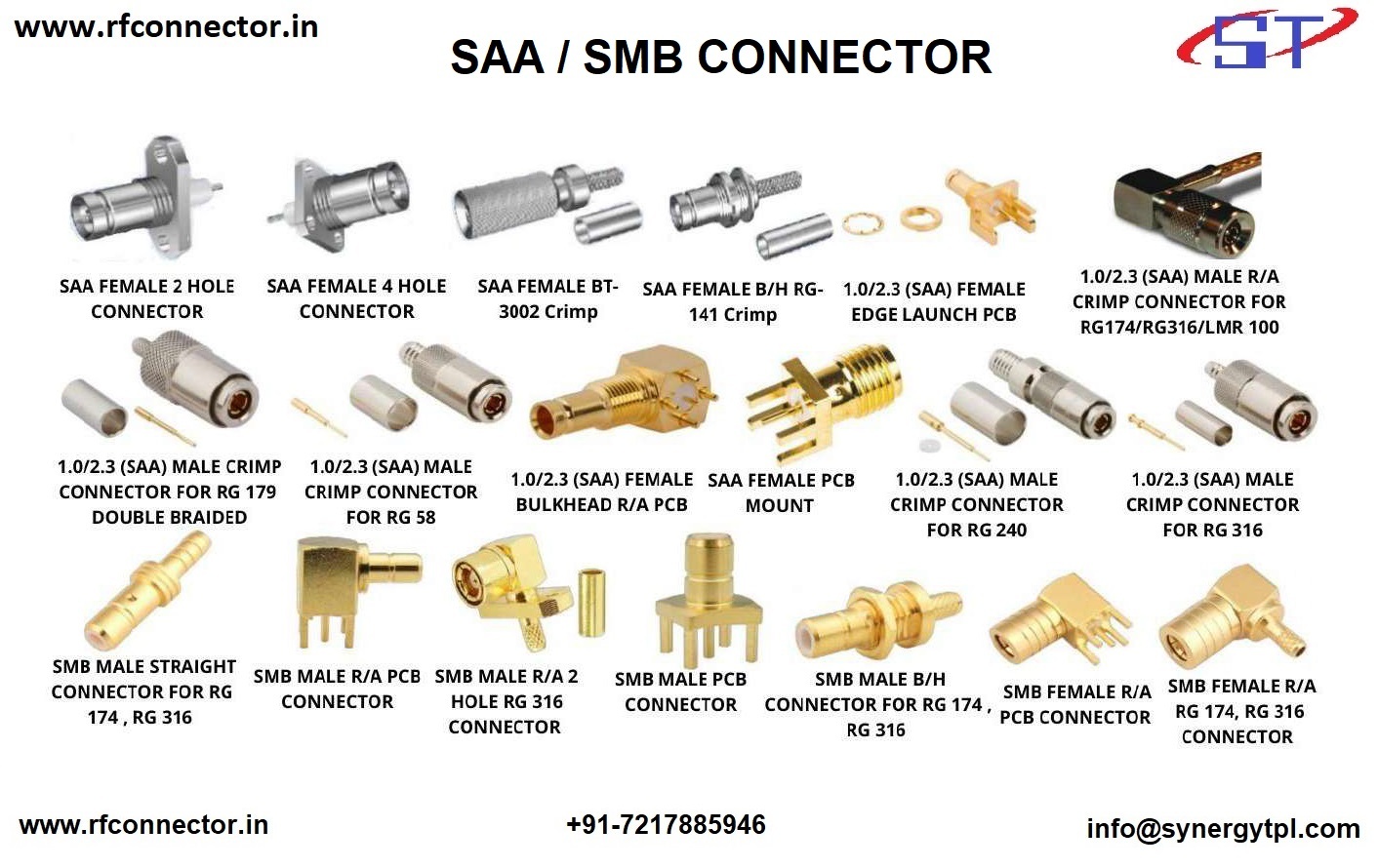 SAA male crimp connector for RG 59 cable