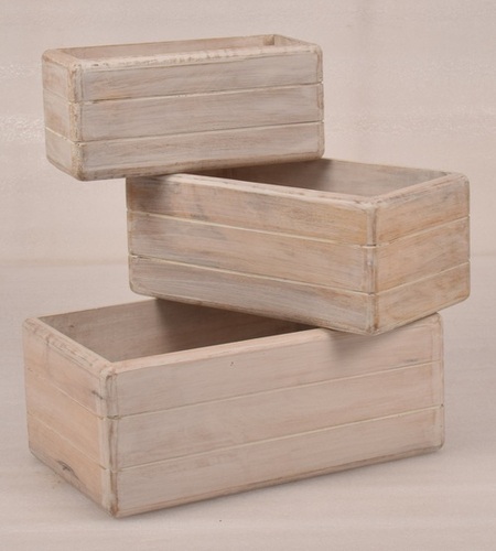 Set of 3 wooden Caddy With Natural Finish