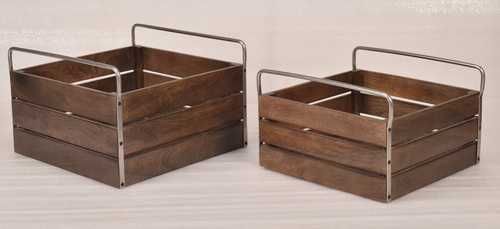 Set  of 2 Perforated Wooden Caddy