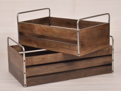 Set  of 2 Rectangular Wooden Caddy