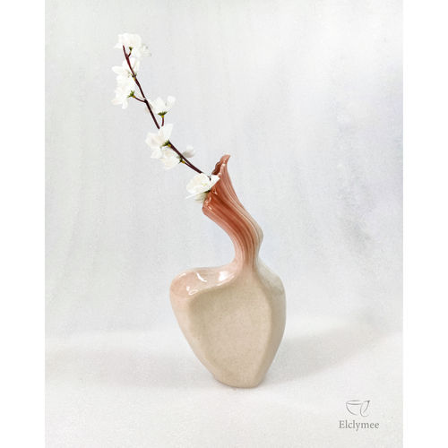 Handmade Ceramic Pink Curvy Vase - Bottom Diameter: 3 Inch Inch (In)