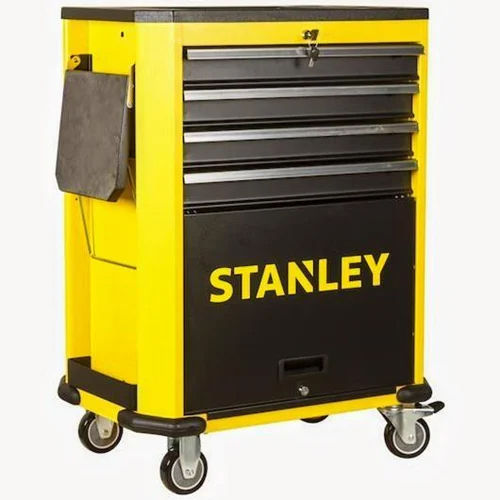 Colour Coated Stanley 4 Draw Metal Trolley With Cabinet