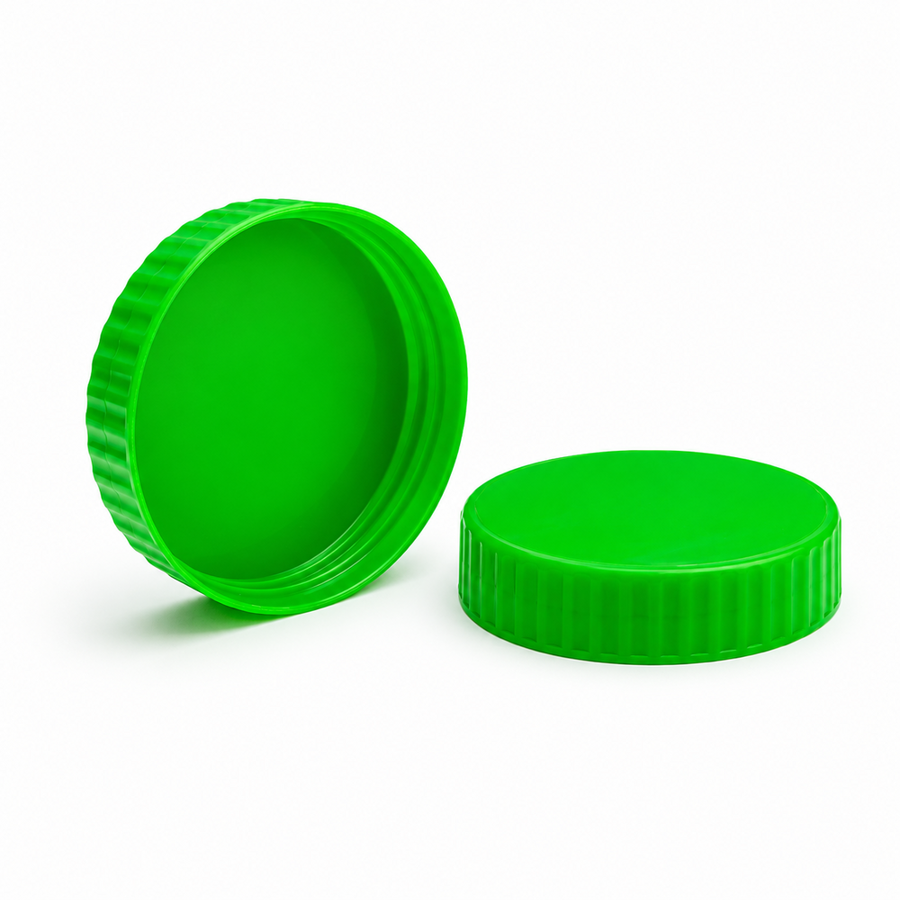 Pet Jar Plain Flat Plastic Cap 73mm - Plastic, 73mm Diameter, Available in Green, Red, Yellow, Orange Colors | Suitable for Screw Cap Usage on Jars