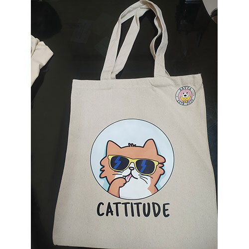 Printed Tote Bag White