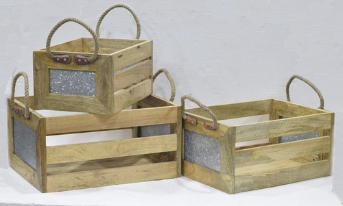 Set of 3 Mango Wooden Caddy