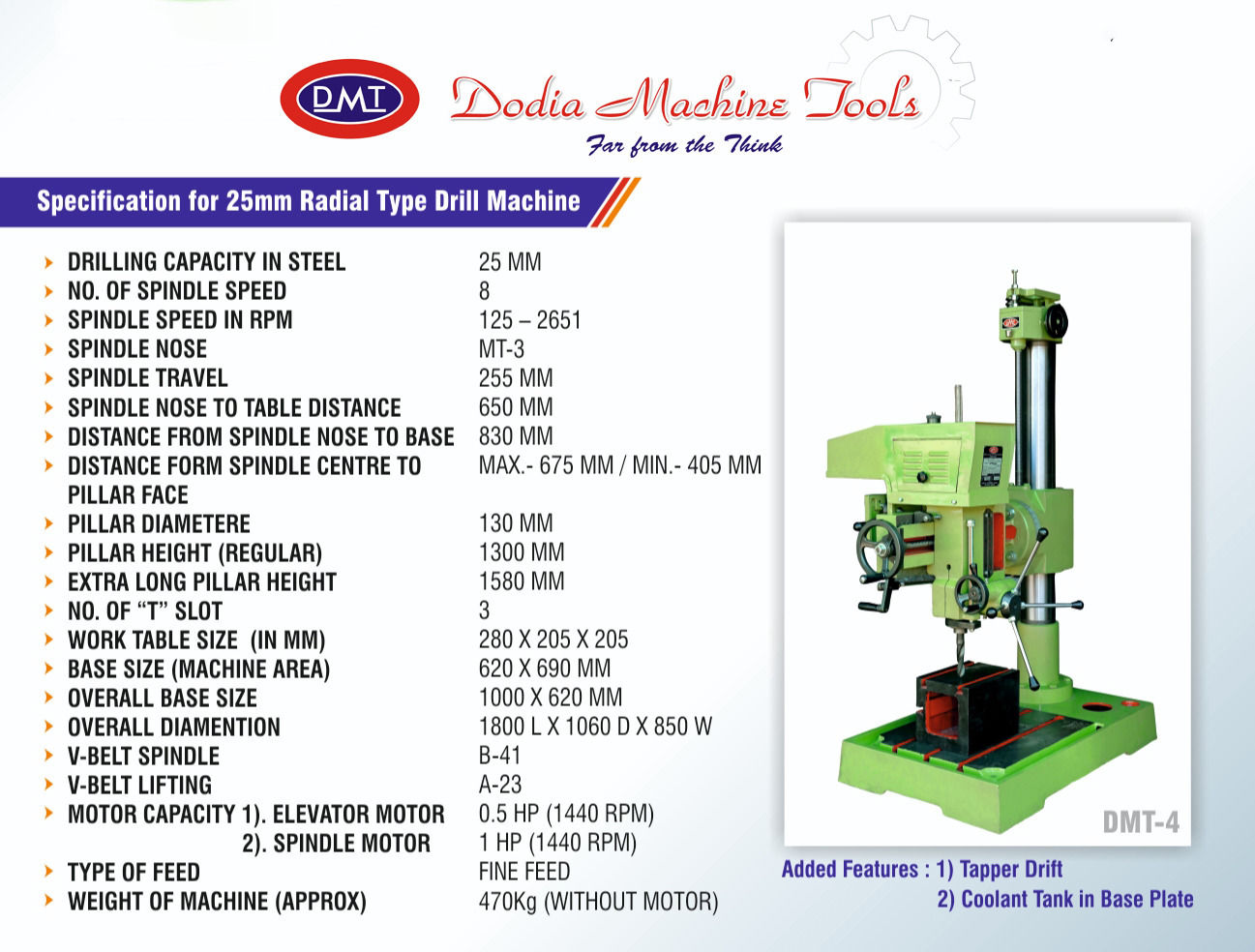 25MM Finefeed Heavy Duty Radial Type Drill Machine