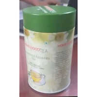 Air Tight Tea Tin Container - Tinplate, 175 Mm Dia X 65 Mm Height, Green & White Lacquered Finish, Suitable For Cake, Cookies & Cashew Packaging