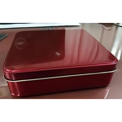 Square Tin Container - Color: Maroon