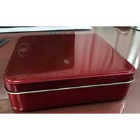 Square Tin Container - 175mm Dia X 65mm Height, Color Customized Maroon With Lacquer Finish, Suitable For Cakes, Cookies & Cashews