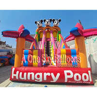Multi-colored Big Sliding Inflatable Bouncy - Color: Multi