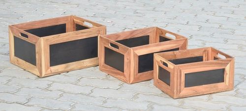 Set of 3 Wooden & Metal Caddy